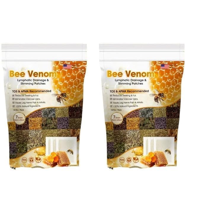 New Bee Venom Foot Patches (10patch x pack of 2) Stress Relief Detox Patch Solution for Men & Women