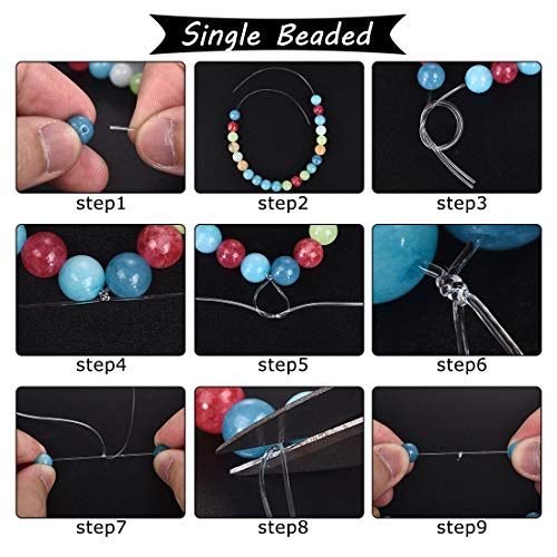 SEVENWELL 0.8mm Elastic Stretch Crystal String Cord with Beading Needle for Bracelet Necklace Beading Jewelry Making (15m/Color, 12 Roll) - Thumbnail 7