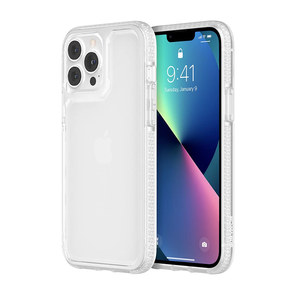 SURVIVOR Custodia Clear Series Per IPhone 13 Pro (6,1'') - Trasparente, Antigraffio, Ammortizzante, Certificazione Militare MIL-STD 810G, Compatibile Con Ricarica Wireless E MagSafe