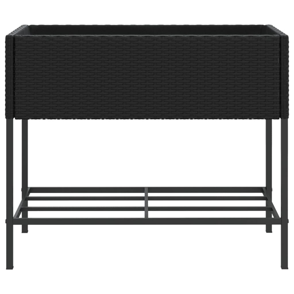 vidaXL Fioriera da Giardino con Ripiano Nera in Polyrattan