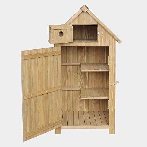 Wiltec Schmales Gartenhaus aus Fichtenholz mit Bitumendach 770x540x1370mm für Garten, Terrasse & Balkon – Bild 3