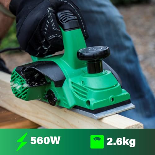 Image of HIKOKI P20SGS9Z Planer | 560W Motor | 16500 RPM No-Load Speed | 80mm Planing Width | 1mm Planing Depth | High-Precision Depth Control | Large Polishing Baseplate | Safety Switch