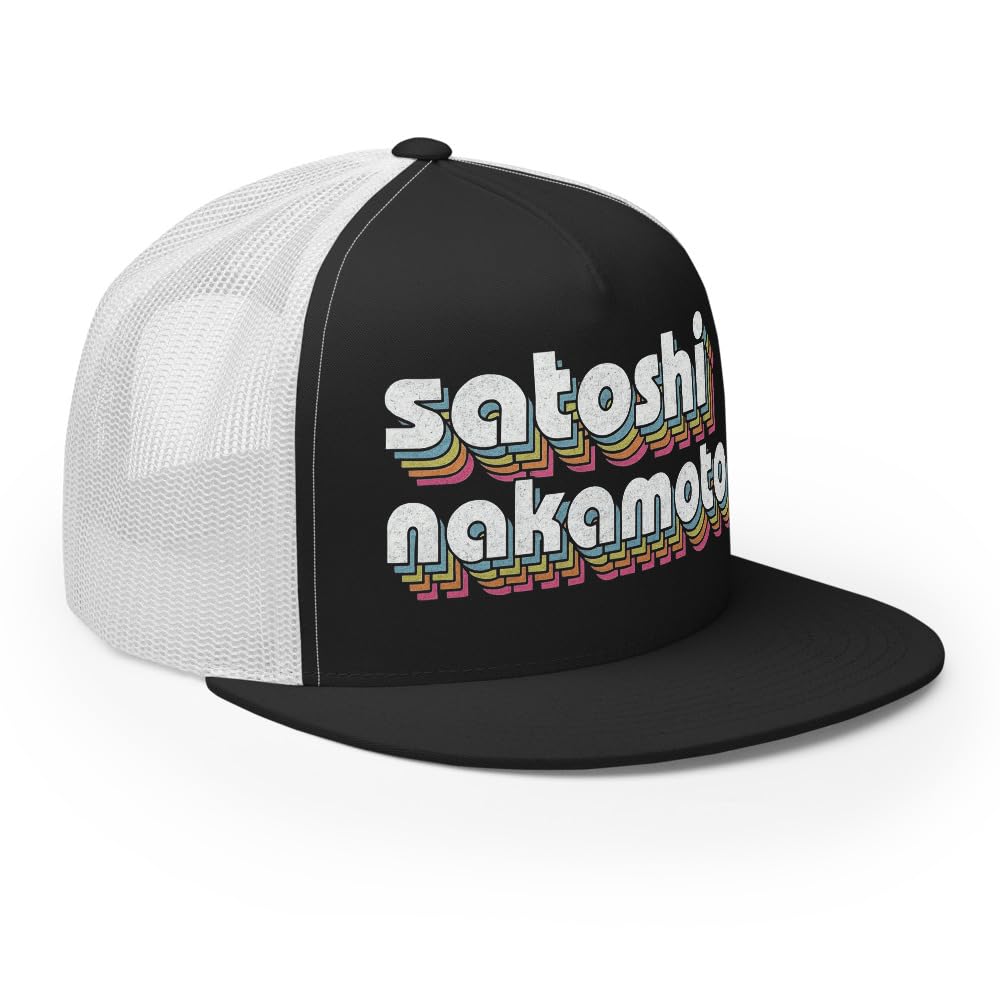 Czapka Satoshi Nakamoto - retro 70s Bitcoin Founder Design - Vintage Crypto Trucker Cap