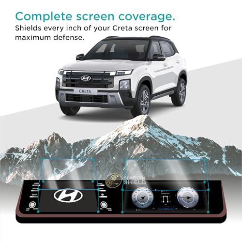 Image of Spartan Shield Screen Guard COMBO For HYUNDAI CRETA 2024 FACELIFT | 8 Inch INFOTAINMENT + 10.25 INSTRUMENT CLUSTER + AC Panel Protector | S SO Optional | Car Display Accessories [Not Tempered Glass] (8 inch Info + 10.25 inch MID + AC [Glossy])