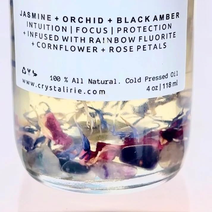 Crystal Irie Pheromone Body Oil Moisturizing Natural Body Oil, Herb & Crystal Infused Ritual Oil, Black Amber & Orchid Scent, Lightweight Hydrating Skin Oil with Vitamin E, 4 oz
