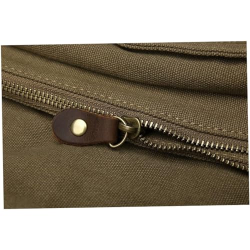 Bolso bandolera de cuero y lona 32cm verde militar miniatura 4