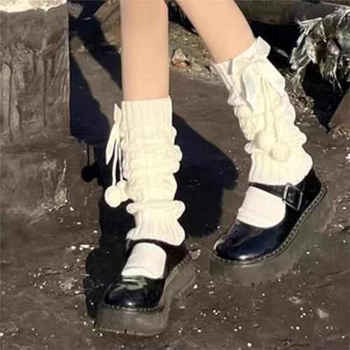 Leg Warmers for Women Y2k Harajuku Ribbed Knitted Long Socks for Girls Lolita Kawaii Boot Socks Gyaru Accessories4
