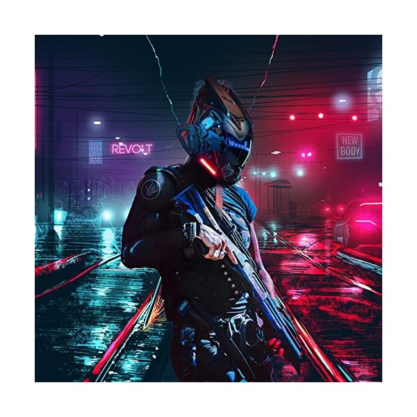 Pdling cyberpunk gothic mask helmet for adult,techwear mask, halloween cosplay costume accessory with led lamp, futuristic helmet - image 7