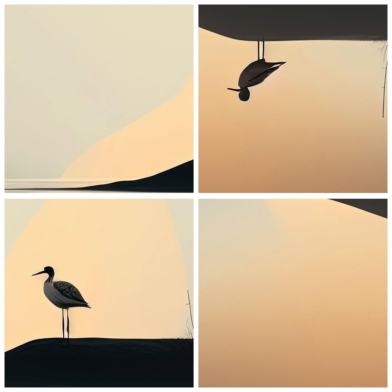 ARTTOR Poster Wandbild Kunstdruck 50x70cm Landschaften Natur - 6010 - P2N | Vogel Landschaft Minimalismus Vertikal mit hellem Eichenrahmen Wohnzimmer Schlafzimmer Küche Büro Wanddeko Kunstposter ARTTOR