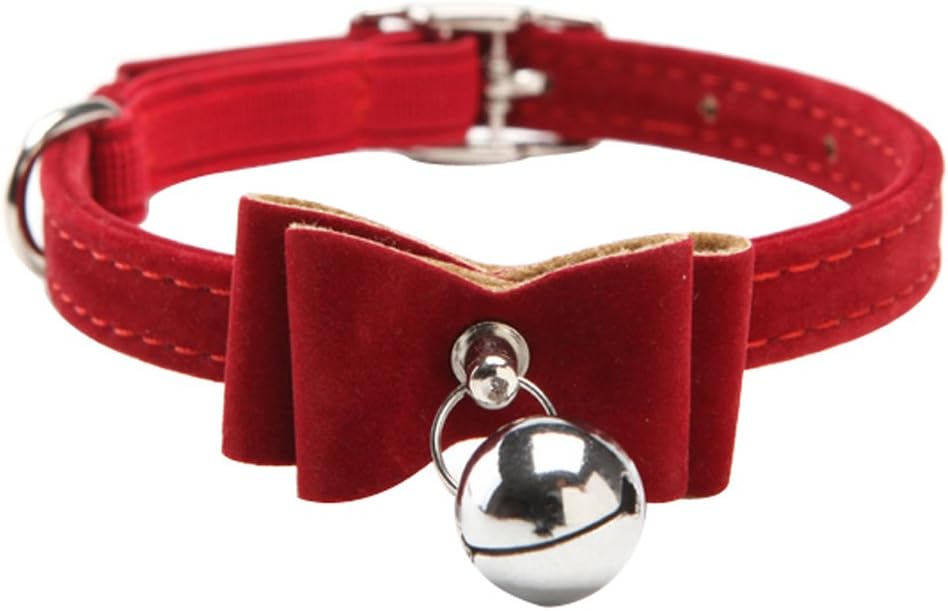 Cat Collar Kitten Velvet Bow Tie Safety Elastic Bowtie Bell 6 4 Colours