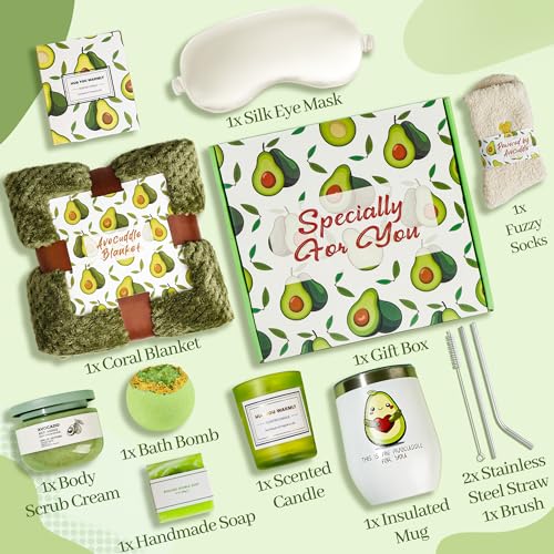 LA NOVO Avocado Care Package for Women, Self Care Gifts for Women, Get Well Gifts for Women After Surgery, Thinking of You Gift Baskets for Women
