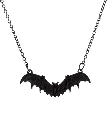 Dreuyet Bat Necklace for Women Mens Fashion Gothic Punk Bat Red Black Crystal Necklace Vintage Vampire Bat Necklace Cool Animal Wing Pendant Necklace Halloween Jewelry Gifts