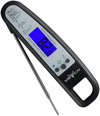 Instant Read Thermometer with Probe, Backlight & Magnetic Backing - Accurate Ultra-fast Digital Thermometer for Grill, Cooking, Baking and more ( LCD Display, Waterproof)