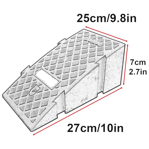 Rampa para banqueta de entrada resistente con superficie antideslizante y orificios de drenaje, rampa para acceso vehicular fácil (Amarillo, 25x27x7 cm) miniatura 2
