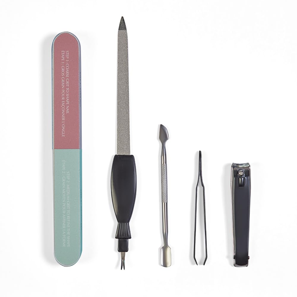 DISPA Spa Essentials Combo - Professional Manicure Set 5 Stainless Steel Tweezer, Cuticle Cutter with Nail Filer, Nail Pusher, Nail Cutter & Nail Buffer - Precision Tools for Grooming & Hygiene Kit COMBO-3 (MANICURE SET)-image-46