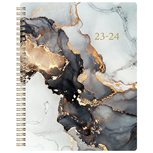 Planner 2023-2024 - Jul.2023 - Jun.2024, 2023-2024 Planner, Academic Planner 2023-2024, 2023-2024 Planner Weekly & Monthly With Tabs, 8" X 10", Flexible Cover, Twin-Wire Binding - Black Waterink #TOP15