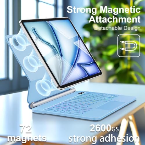 Image of GGQFGTOJ Keyboard Case for iPad Air 13 inch (M4 /2026 /M3 2025 /M2 2024),iPad Pro 12.9 inch (3 /4 /5 /6th Gen),Magic-Style Magnetic - Floating Cantilever Stand,Backlit Keyboard with Multi-Touch Trackpad