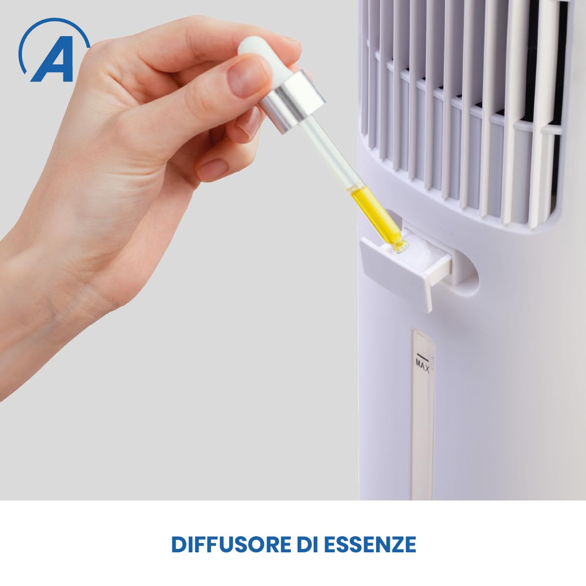 Ardes EOLO TOWER Raffrescatore Evaporativo 60W con Oscillazione Automatica, 3 Velocità, Timer 12 h, mando, Schermo Digitale, Comandi Touch, Serbatoio 3 L e Diffusore di Aroma