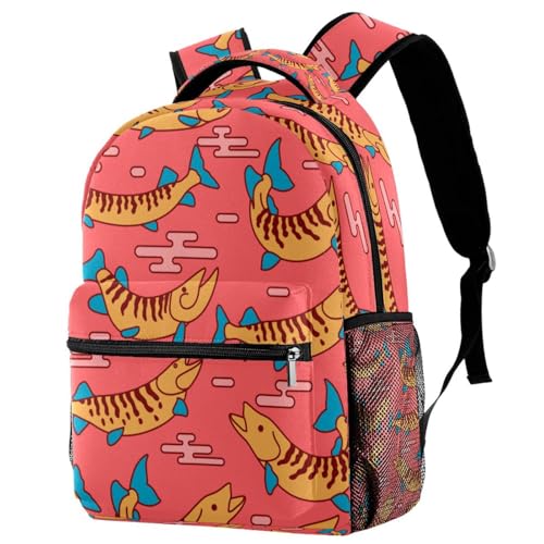 Sac à dos d'école rose et multicolore pour fille et garçon motif original