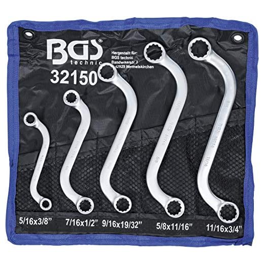 BGS 32150 | S-Form Doppel-Ringschlüssel-Satz | Zollgrößen | SW 3/8" - 3/4" | 5-tlg