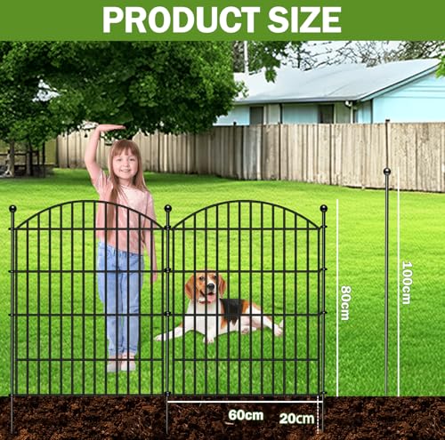 IMSGVIFO Steckzaun Metall,Teichzaun 80cm Hoch,10x Oberbogen Rund Dekorativer Gartenzaun,Gitterzaun Set Beetzaun Zaunelemente Steckzaun für Hunde Teichumrandung Hühnerzaun Schafzaun,Anthrazit