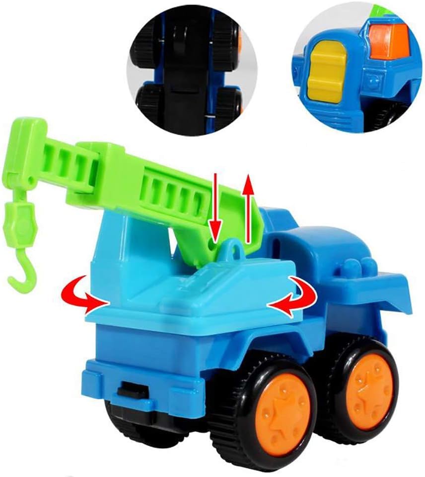 Image of SHAKTISM Construction Vehicle Toys, 6 Pack Friction Powered Cars, Push and Go Play Set with Cement Mixer, Dump Truck, Bulldozer, Tractor, Truck and Road Bike