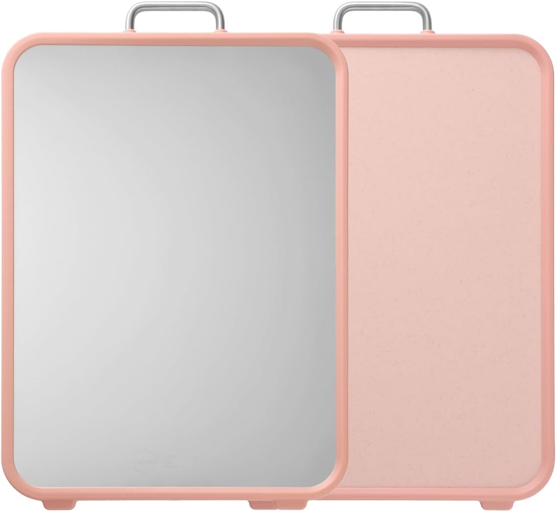 Stainless Steel Cutting Board, Double Sided Cutting Boards for Kitchen, Stainless Steel and Wheat Straw PP Large Chopping Board.Dishwasher safe. (PINK)
