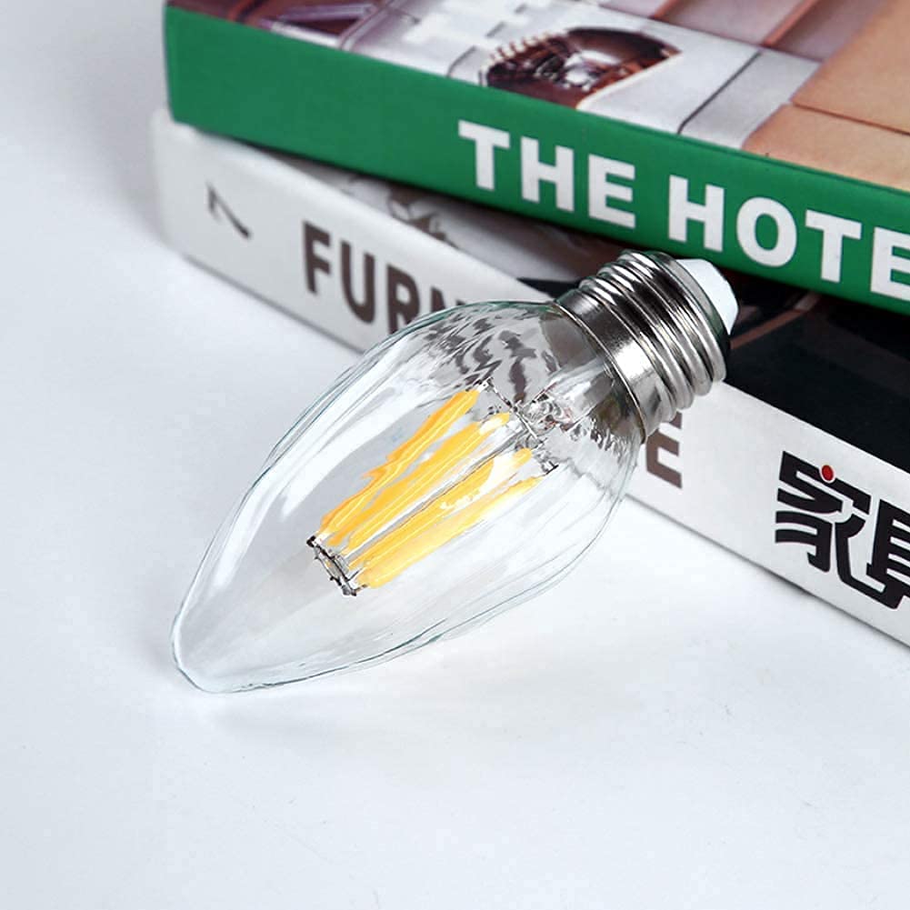 Paquete de 4 bombillas LED F15 de 8 W para porche, regulables, equivalentes a 80 W, luz blanca diurna, 6500 K, E26, Edison, vintage, llama antiarrugas, cubierta de vidrio transparente para