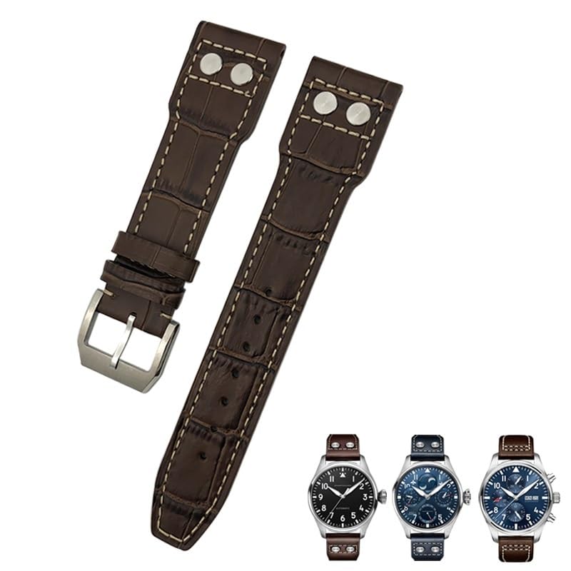 Bracelet de montre en cuir véritable pour IWC Big Pilot style élégant et durable 22mm 20mm