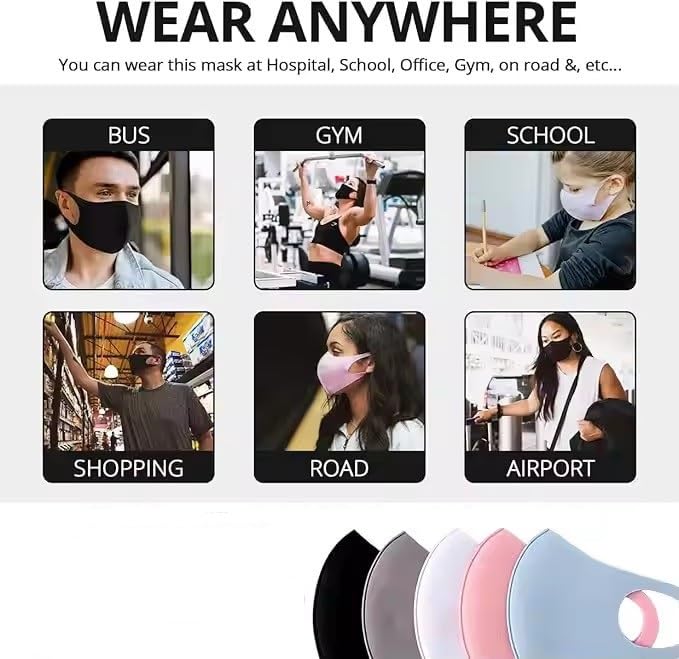 Image of Multicolor Face Mask, Dust Mask, Sun UV Protection: Washable, Reusable, Breathable Multicolor Polyester Cotton Face Masks for Outdoor Activities, Unisex