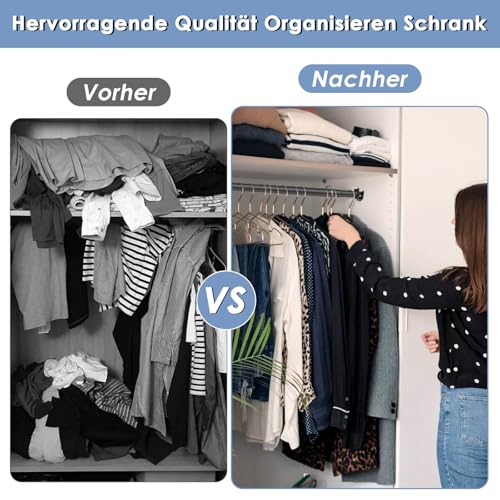 Garderobenstange Schwarz, Ausziehbare Kleiderstange 74-130cm,1 Set Teleskop-Schrankstange für Schlafzimmer Schrank-Kleiderstange （Durchmesser 32 x 28 mm）