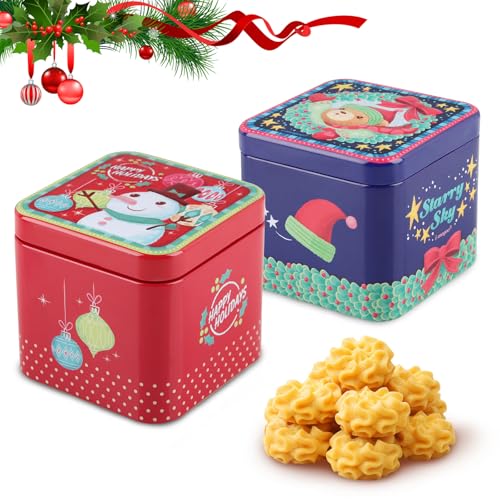 FePen Bote Galletas Navidad, 2 Piezas Tarros de Galletas para Navidad con Tapas para Almacenamiento de Chocolate, Dulces y Regalos (A)