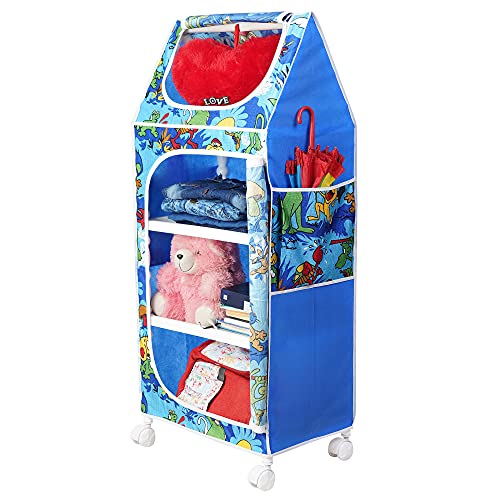 Image of Little One's | 4 Plastic Shelves Baby Wardrobe /Toy Organizer | Jungle Blue | Tb4 /Ab, 109 Cm, 31 Cm, 46 Cm