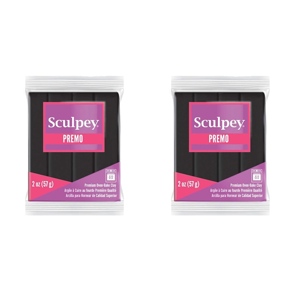 SculpeyPremo Polymer Black Coloured Modelling Clay 57g (Pack of 2)