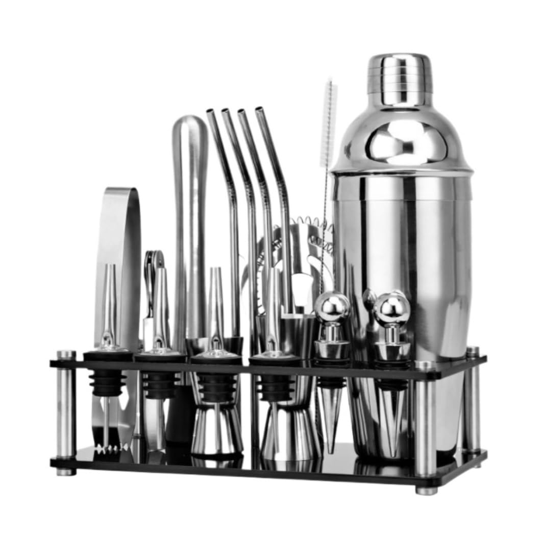 Set di Shaker for Cocktail in Acciaio Inossidabile, Set da Barman Boston da 20 Pezzi, Set da Bar Professionale for miscelare Bevande, casa, Bar, Feste(750ml)