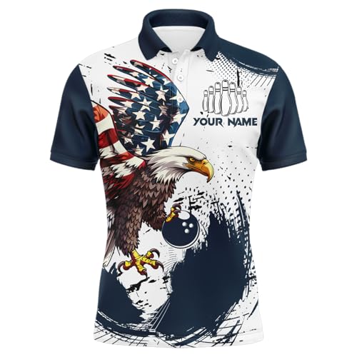 Custom Eagle Bowling Team Shirts US Flag Bowling Jersey Patriotic Polo & Quarter Zip Bowling Unisex3