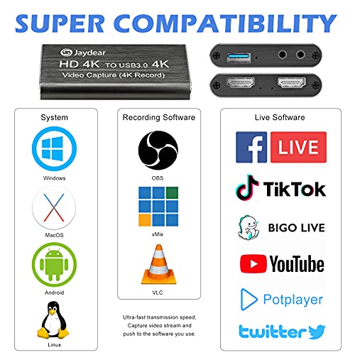Capture Card, Audio Video Capture Card Usb 3.0 & Capture Device 4K To Hd 1080P 60Fps Streaming Gaming Broadcast #TOP5
