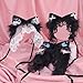 Shurhome Cartoon Cats Ear Hairband Lace Bows Headband Cosplay Headpieces for Prom Event or Adding Fashion to Daily Outfits Comfortable Furry Headbands for Costumes