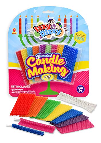 Hanukkah Candle Making Kit - Includes 9 Beeswax Honeycomb Sheets, 9 Cotton Wicks, Instructions - Chanukah Arts And Crafts And Games #TOP1