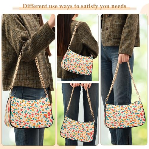 Shoulder Bags for Women Confetti Background Tote HandBag Shoulder Bags purse with Chain Zipper Closure3