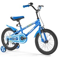 VEVOR Kids Bike, 40.64 cm BMX Style Children Bicycle, Rider Height 100 cm - 130 cm, Training Wheels Included, Sturdy and Easy to Assemble, Toddler Bike for Boys & Girls Learning to Ride, Blue