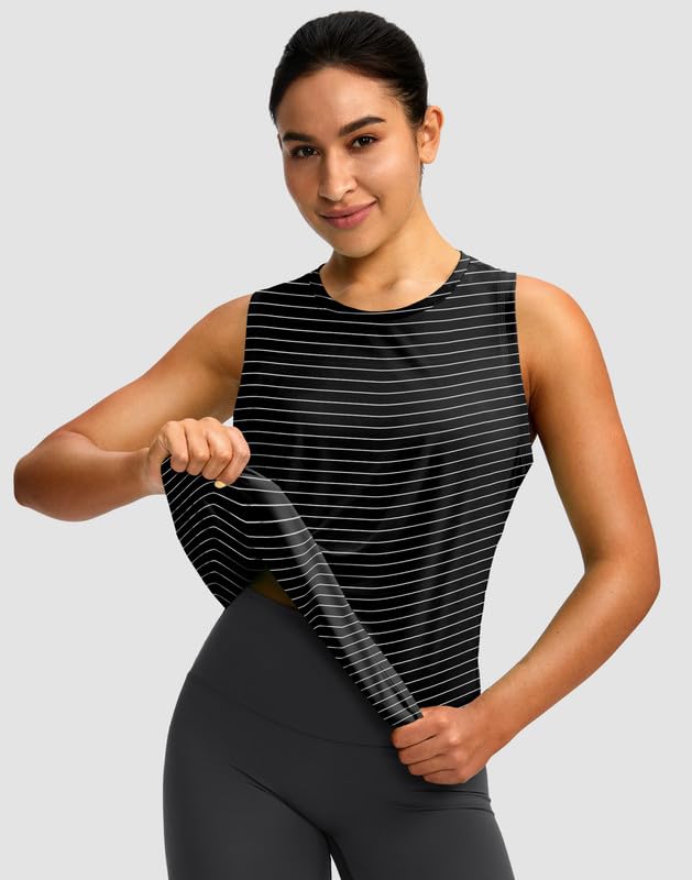 Image of Women's Workout Tops Racerback Athletic Tank Tops Sleeveless Loose Fit Yoga Running Gym Shirts for Women