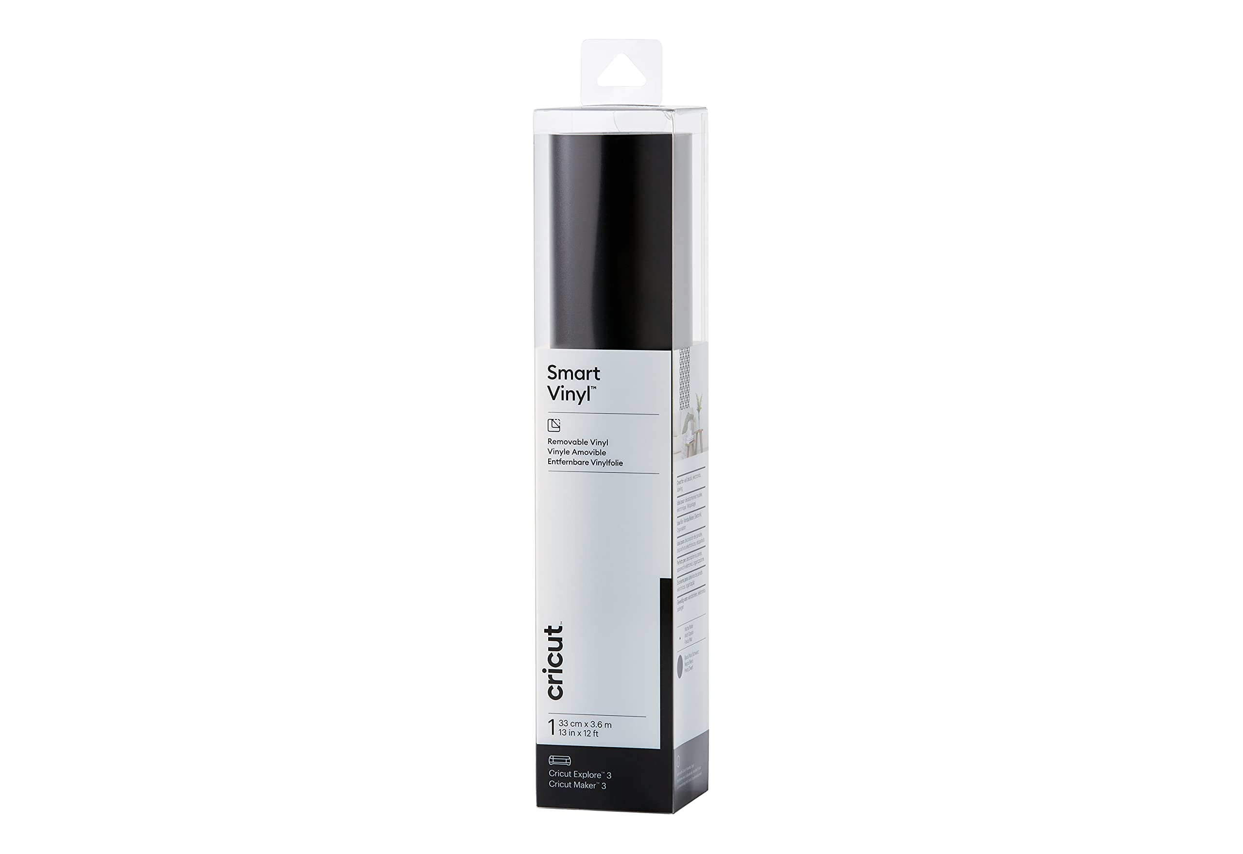 Cricut 2009051 Smart Vinyl Removable | 1 Sheet | 33cm x 3.6m | Black, (12ft), 3.6m (12ft)