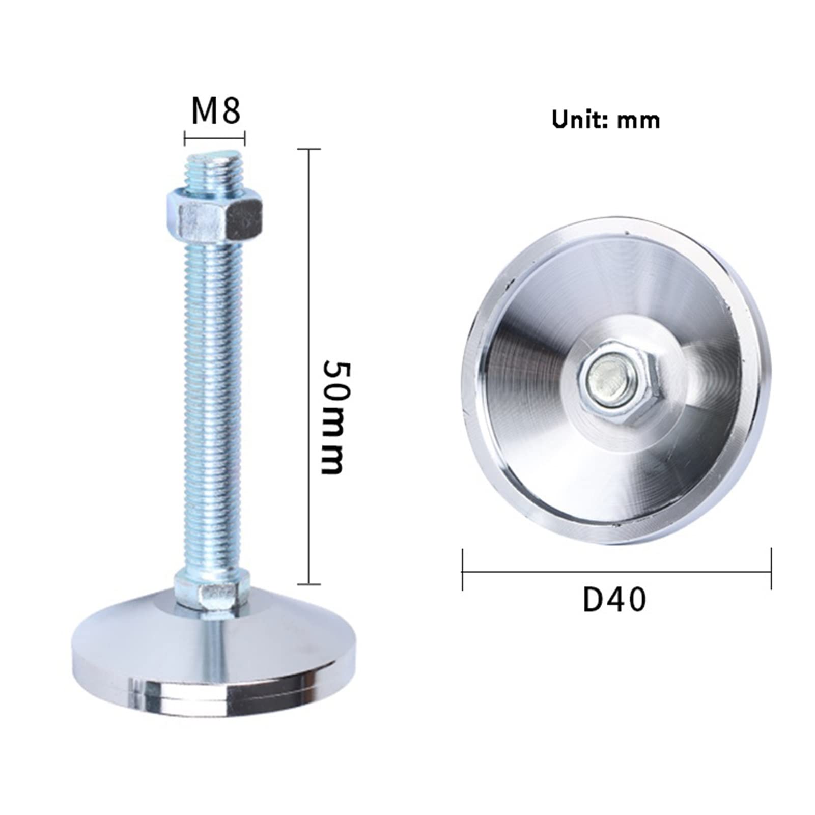 Nivelador De Muebles De Alta Resistencia, Tamaño De Rosca M8 * 50 Mm, Patas Ajustables Niveladoras for Gabinetes O Mesas, 8 Piezas. Pierna De Apoyo | Levelers Adjustable Legs For Cabinets Or Tables 8pcs Support Leg