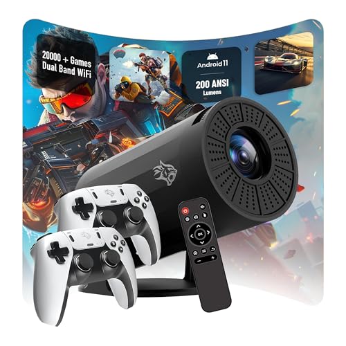 Porodo Gaming 4K Projector Android 11 with Auto Keystone and Gamepad Controller, +20000 Games, 200 Ansi Lumen Brightness, Auto Keystone, 1GB RAM 8GB ROM, 3W Speaker, 2.4G WiFi, Bluetooth 5V