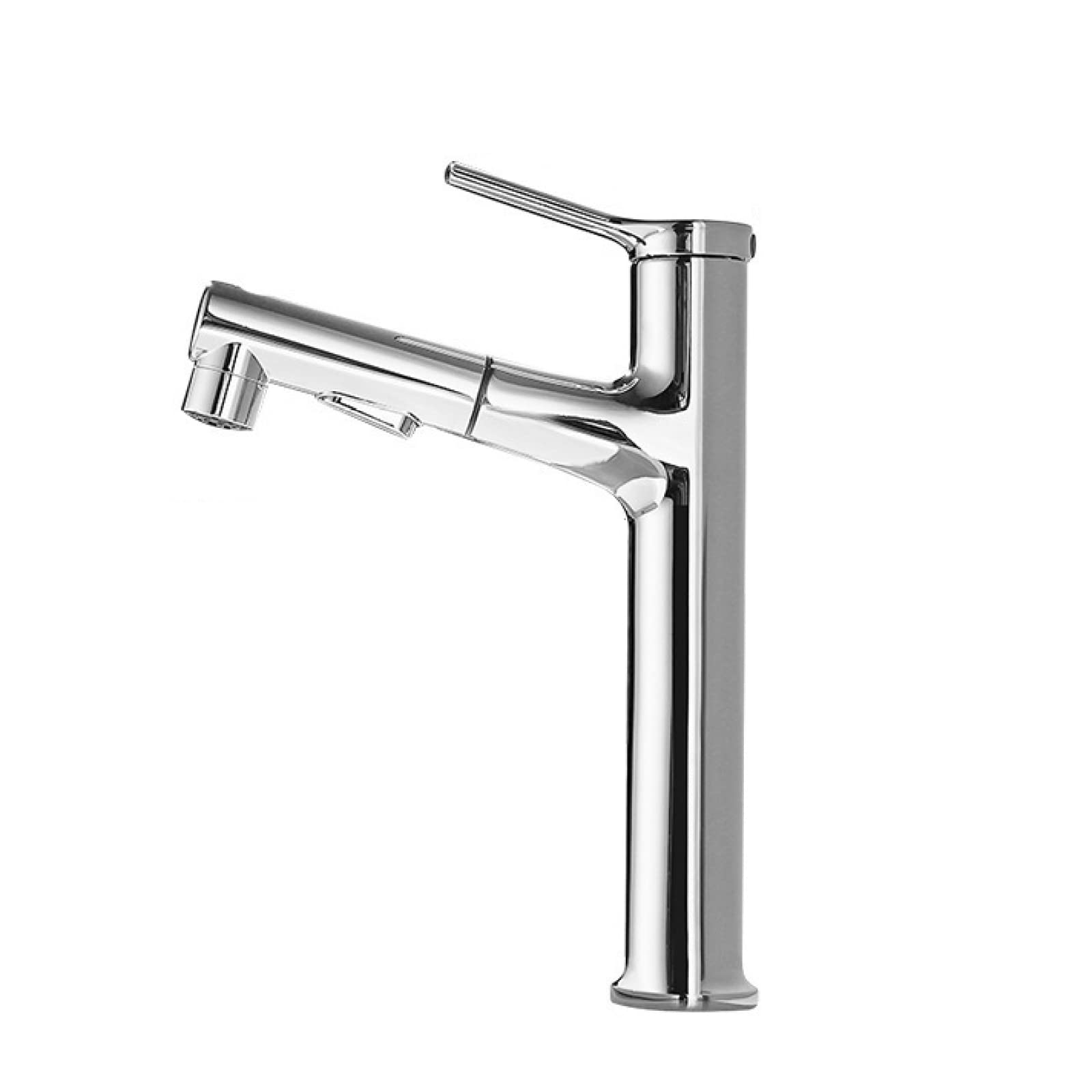 Robinet de lavabo monotrou rétractable multifonction en cuivre fin avec finition chromée premium