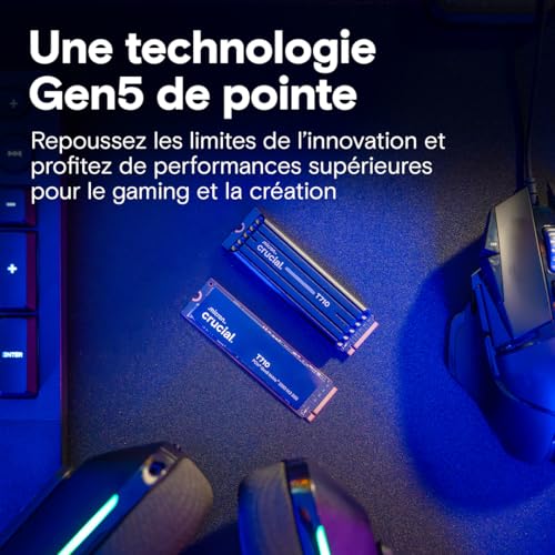 Image of Crucial T710 PCIe Gen5 NVMe 1TB SSD, Up to 14,900 MB /s, Laptop & Desktop Compatible (PC), for Creatives and Hardcore Gamers, Solid State Drive, Includes 1Mo Adobe CC - CT1000T710SSD8-01