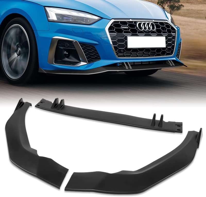 3PCS Front Bumper Lip Kit fit for Compatible with 2020-2022 Audi A5 S5, STP-Style Splitter Trim Protection Spoiler, Air-Dam-Chin-Diffuser (Unpainted Matt Black)
