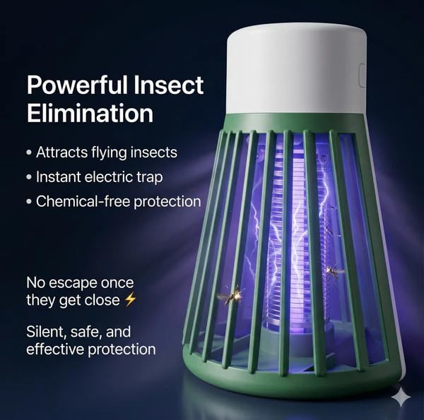 Image of Electric Mosquito Killer Machine for Home | UV Light Bug Zapper & Insect Trap Lamp | Eco-Friendly USB Powered Electronic Mosquito Catcher | Silent Night Light Fly Trap for Bedroom, Indoor & Outdoor