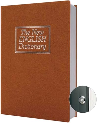 Caja de almacenamiento segura con libro de distracción (tamaño 9.5 x 6.2 x 2.2 pulgadas) con bloqueo de llave de seguridad, diccionario secreto